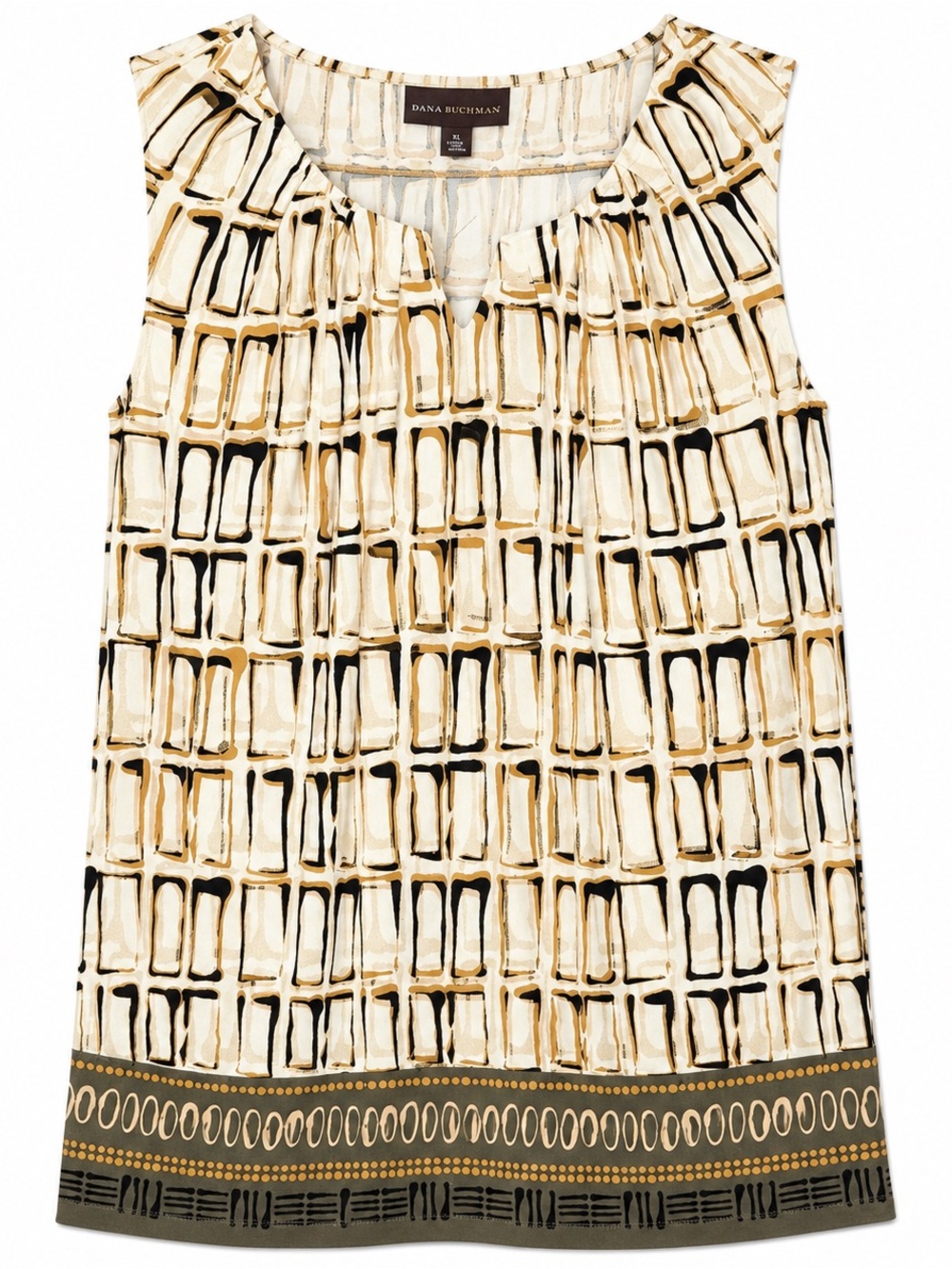 Dana Buchman Women’s XL Top Geometric Block Print Sleeveless Keyhole Blouse